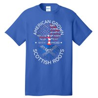 American Grown Scottish Roots Scotland Usa Heritage Tree Gift Tall T-Shirt