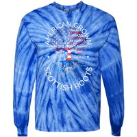 American Grown Scottish Roots Scotland Usa Heritage Tree Gift Tie-Dye Long Sleeve Shirt