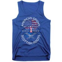 American Grown Scottish Roots Scotland Usa Heritage Tree Gift Tank Top