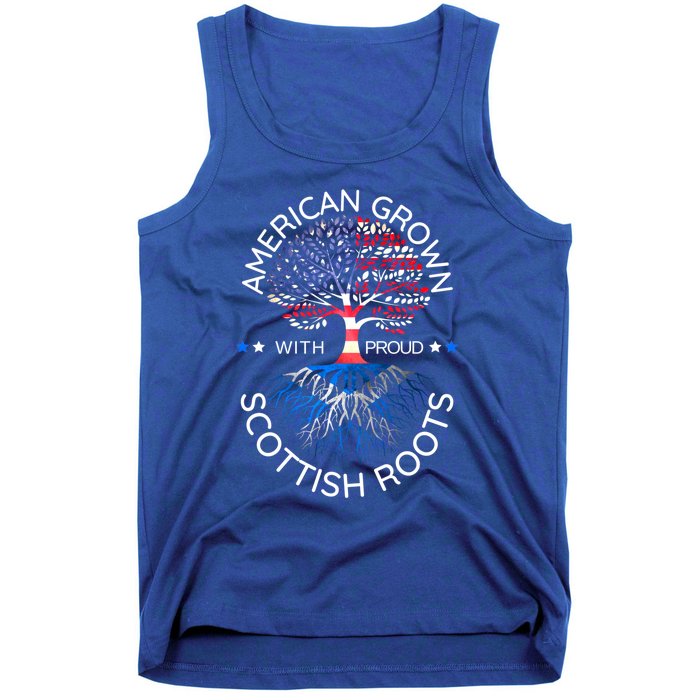 American Grown Scottish Roots Scotland Usa Heritage Tree Gift Tank Top