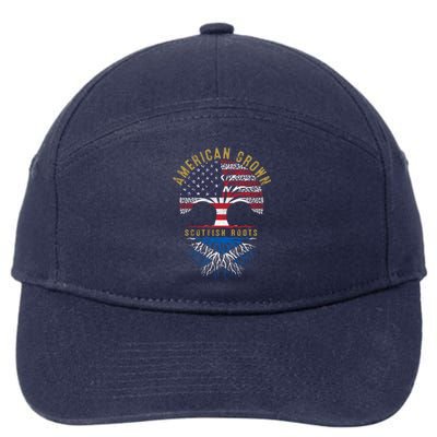 American Grown Scottish Roots Tree Flag Family Heritage Gift 7-Panel Snapback Hat