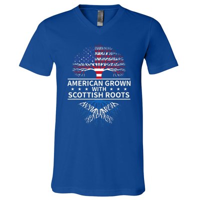 American Grown Scottish Roots Scotland V-Neck T-Shirt