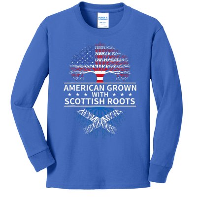 American Grown Scottish Roots Scotland Kids Long Sleeve Shirt