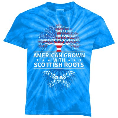 American Grown Scottish Roots Scotland Kids Tie-Dye T-Shirt