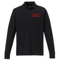 Athens Georgia Saturday In Athens Performance Long Sleeve Polo