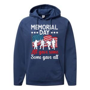 All Gave Some Some Gave All Usa Flag American Memorial Day Gift Performance Fleece Hoodie