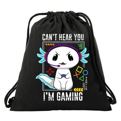Axolotl Gaming Salamander As Gamer Drawstring Bag