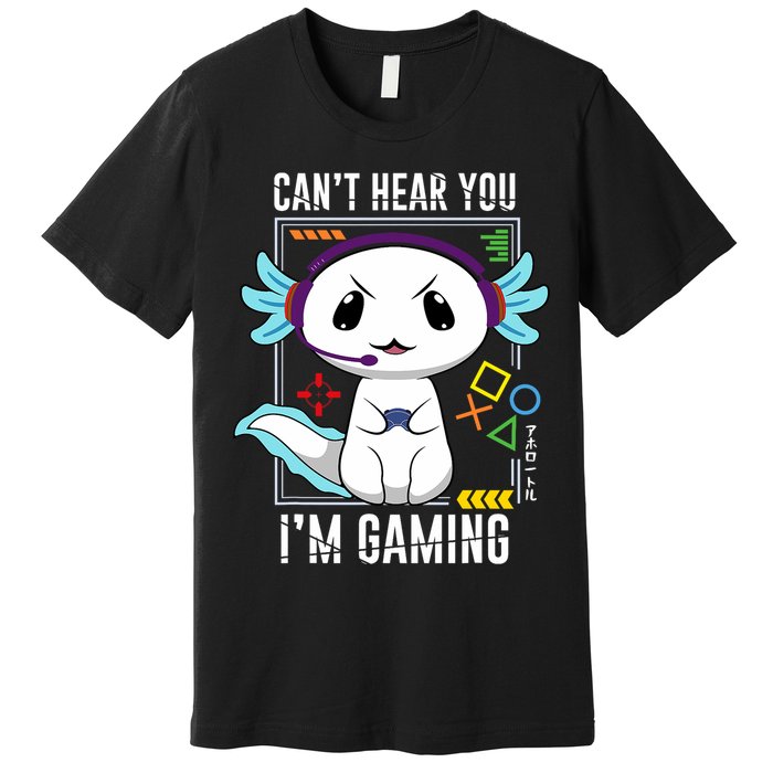 Axolotl Gaming Salamander As Gamer Premium T-Shirt