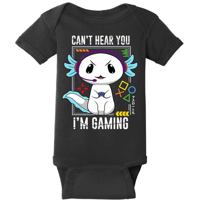 Axolotl Gaming Salamander As Gamer Baby Bodysuit