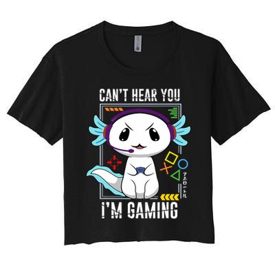 Axolotl Gaming Salamander As Gamer Women's Crop Top Tee