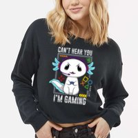 Axolotl Gaming Salamander As Gamer Cropped Pullover Crew