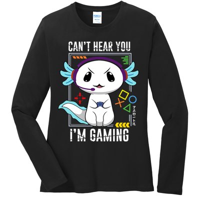 Axolotl Gaming Salamander As Gamer Ladies Long Sleeve Shirt