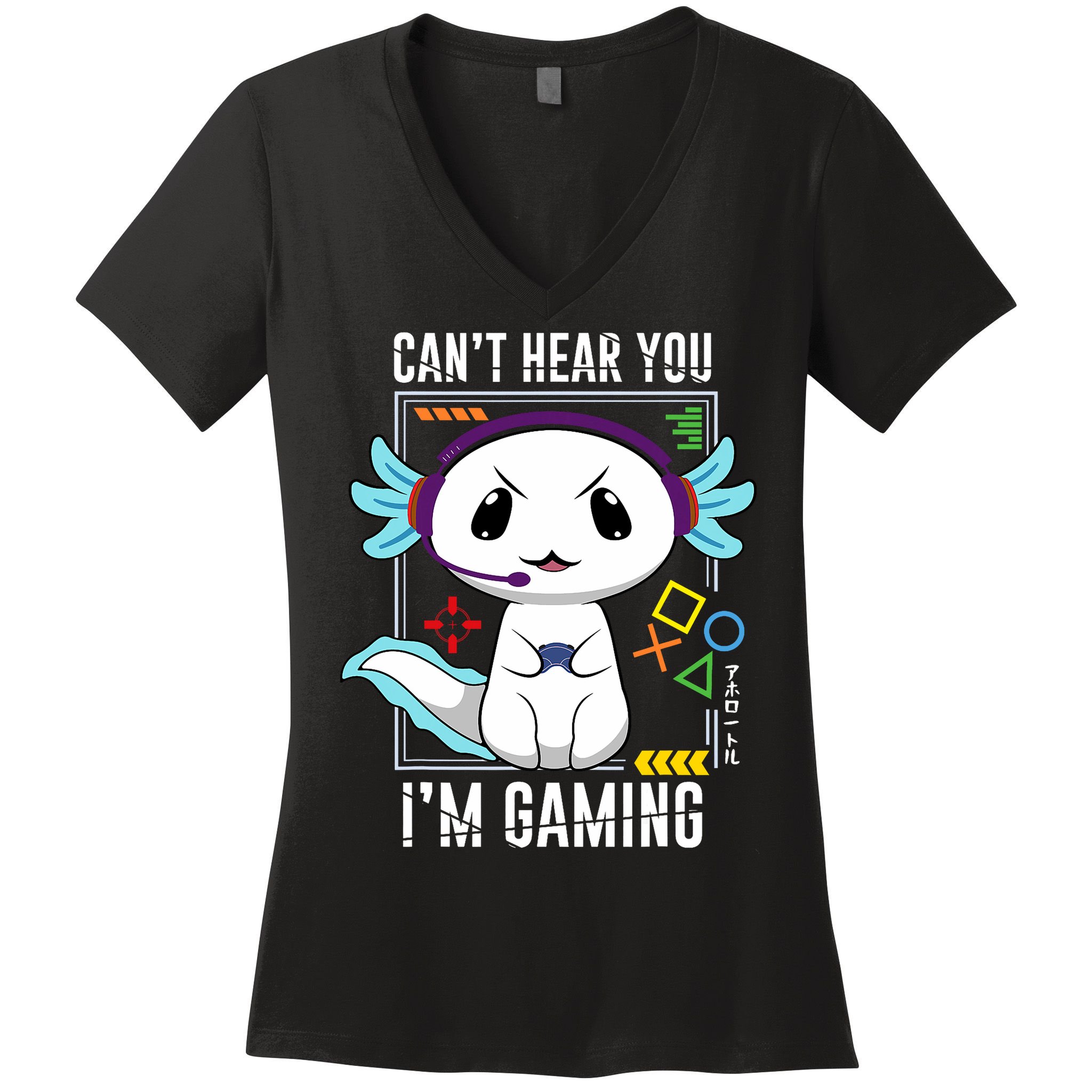Axolotl Gaming Salamander As Gamer Women's V-Neck T-Shirt