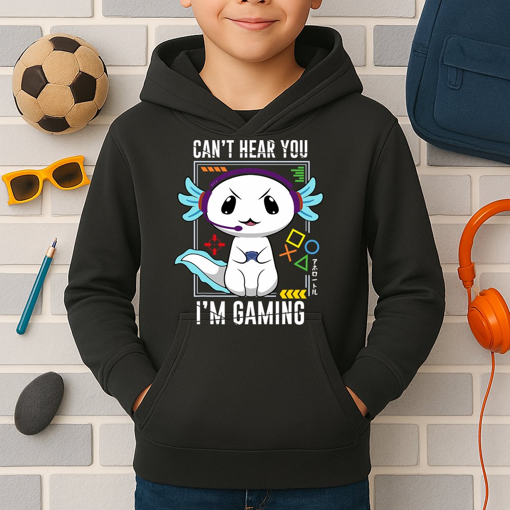 Axolotl Gaming Salamander As Gamer Kids Hoodie