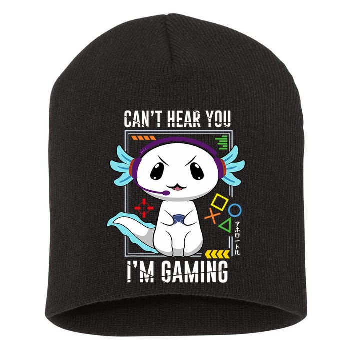 Axolotl Gaming Salamander As Gamer Short Acrylic Beanie
