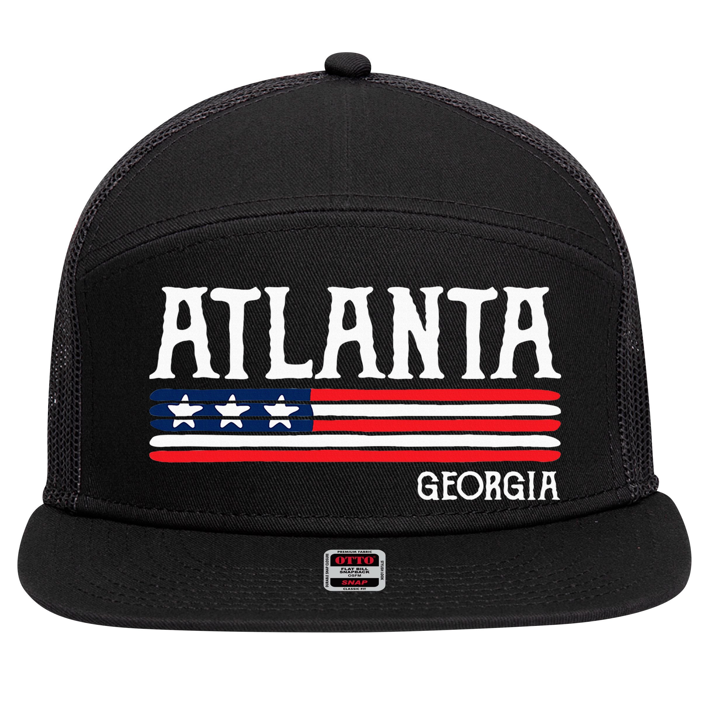 Atlanta Georgia Souvenir Gift 7 Panel Mesh Trucker Snapback Hat