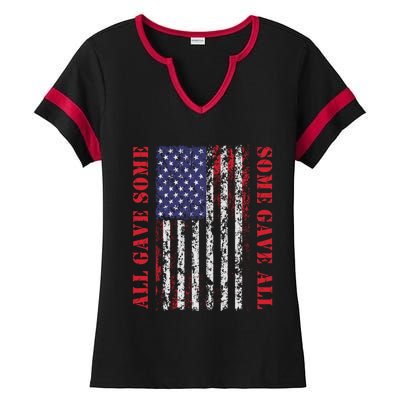 All Gave Some Some Gave All 4th Of July American Flag Retro Funny Gift Ladies Halftime Notch Neck Tee