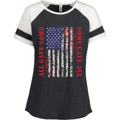 All Gave Some Some Gave All 4th Of July American Flag Retro Funny Gift Enza Ladies Jersey Colorblock Tee