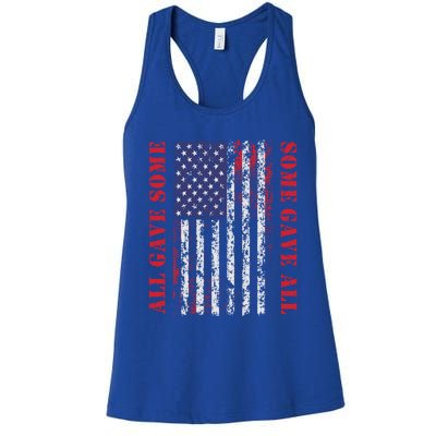 All Gave Some Some Gave All 4th Of July American Flag Retro Funny Gift Women's Racerback Tank