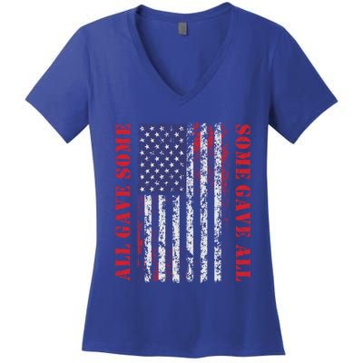 All Gave Some Some Gave All 4th Of July American Flag Retro Funny Gift Women's V-Neck T-Shirt