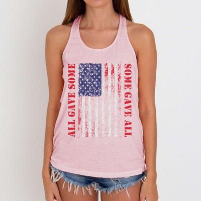 All Gave Some Some Gave All 4th Of July American Flag Retro Funny Gift Women's Knotted Racerback Tank