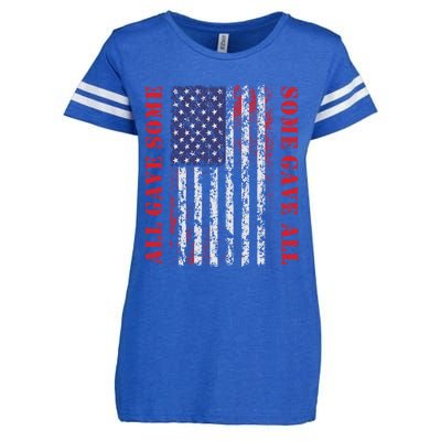 All Gave Some Some Gave All 4th Of July American Flag Retro Funny Gift Enza Ladies Jersey Football T-Shirt