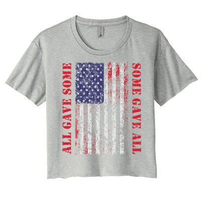 All Gave Some Some Gave All 4th Of July American Flag Retro Funny Gift Women's Crop Top Tee