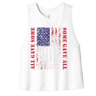 All Gave Some Some Gave All 4th Of July American Flag Retro Funny Gift Women's Racerback Cropped Tank