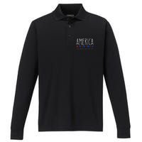 America God Shed His Grace On Thee 4th Of July Men Women Performance Long Sleeve Polo