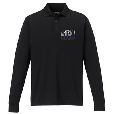 America God Shed His Grace On Thee 4th Of July Men Women Performance Long Sleeve Polo