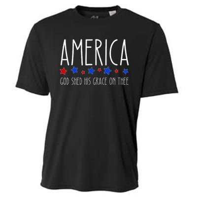 America God Shed His Grace On Thee 4th Of July Men Women Cooling Performance Crew T-Shirt