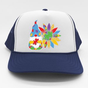 Autism Gnome Sunflower Autism Awareness Day Gift Trucker Hat