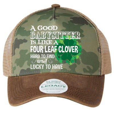 A Good Sitter Is Like A Four Leaf Clover St Patricks Day Gift Legacy Tie Dye Trucker Hat