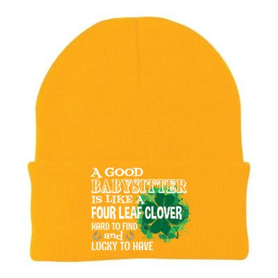 A Good Sitter Is Like A Four Leaf Clover St Patricks Day Gift Knit Cap Winter Beanie