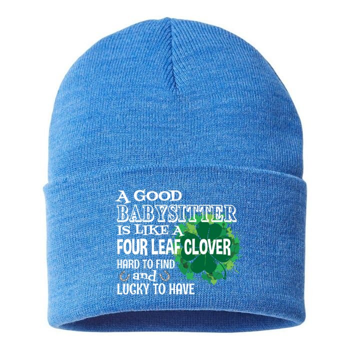 A Good Sitter Is Like A Four Leaf Clover St Patricks Day Gift Sustainable Knit Beanie