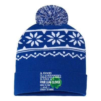 A Good Sitter Is Like A Four Leaf Clover St Patricks Day Gift USA-Made Snowflake Beanie