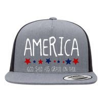 America God Shed His Grace On Thee 4th Of July Men Women Flat Bill Trucker Hat