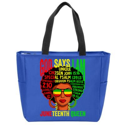 African God Says I Am Juneteenth Queen Black History Gift Zip Tote Bag