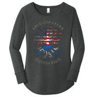 American Grown Scottish Roots Usa Scotland Flag Heritage Women's Perfect Tri Tunic Long Sleeve Shirt