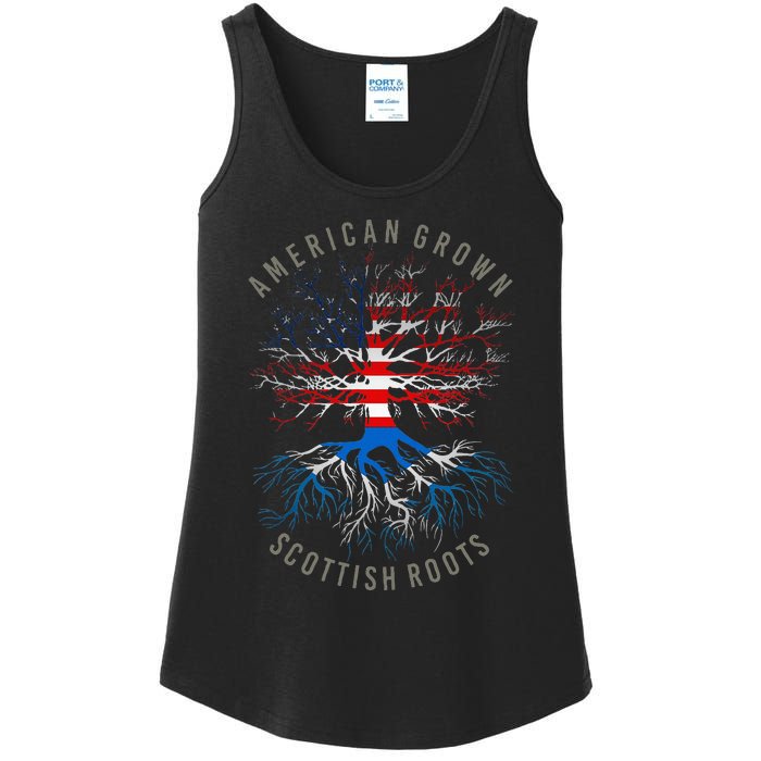 American Grown Scottish Roots Usa Scotland Flag Heritage Ladies Essential Tank