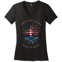 American Grown Scottish Roots Usa Scotland Flag Heritage Women's V-Neck T-Shirt