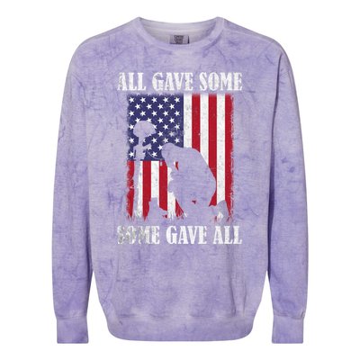 All Gave Some Some Gave All Funny Gift Veteran And Memorial's Day Gift Colorblast Crewneck Sweatshirt