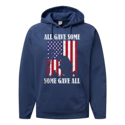 All Gave Some Some Gave All Funny Gift Veteran And Memorial's Day Gift Performance Fleece Hoodie