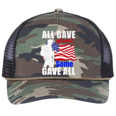 All Gave Some Some Gave All Veteran Memorial Day Gift Retro Rope Trucker Hat Cap