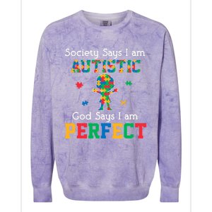 Autism God Says I Am Perfect Autism Awareness Colorblast Crewneck Sweatshirt