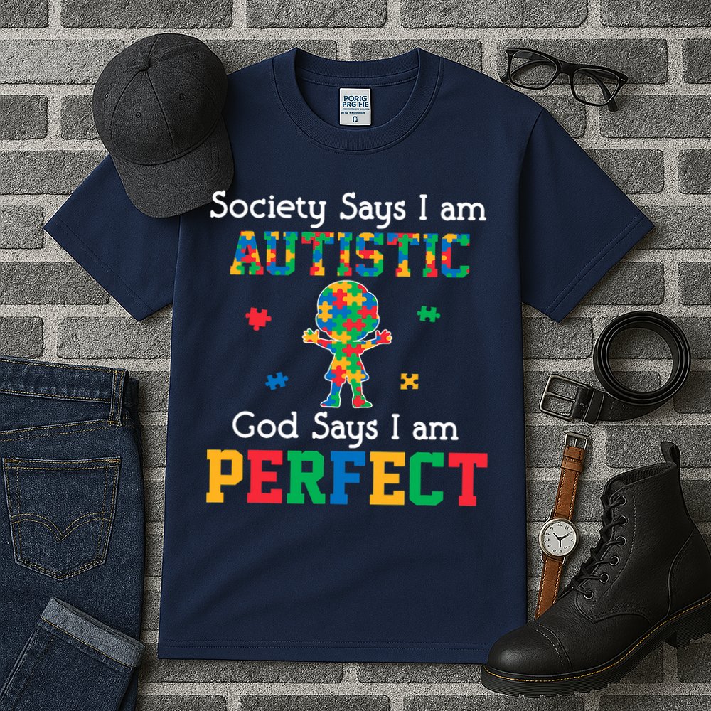 Autism God Says I Am Perfect Autism Awareness Tall T-Shirt