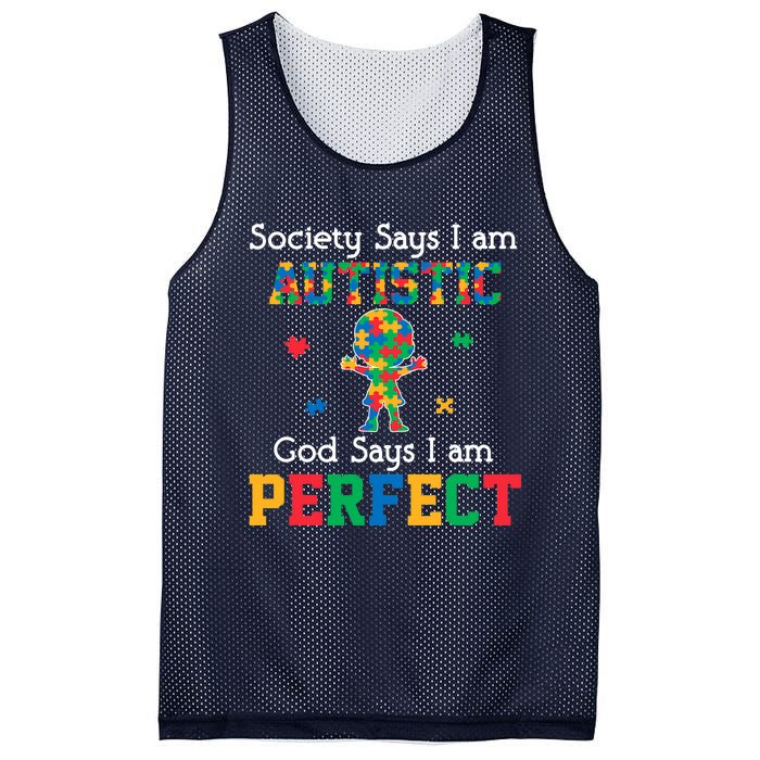 Autism God Says I Am Perfect Autism Awareness Mesh Reversible Basketball Jersey Tank