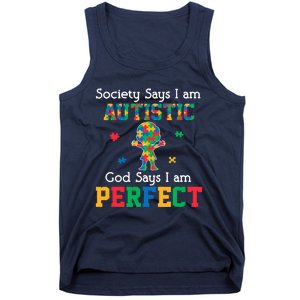 Autism God Says I Am Perfect Autism Awareness Tank Top