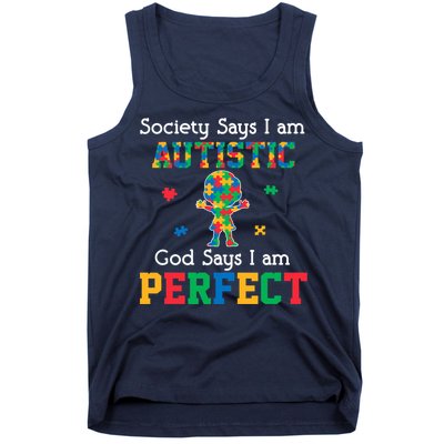 Autism God Says I Am Perfect Autism Awareness Tank Top