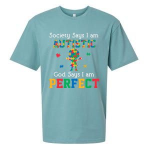 Autism God Says I Am Perfect Autism Awareness Sueded Cloud Jersey T-Shirt